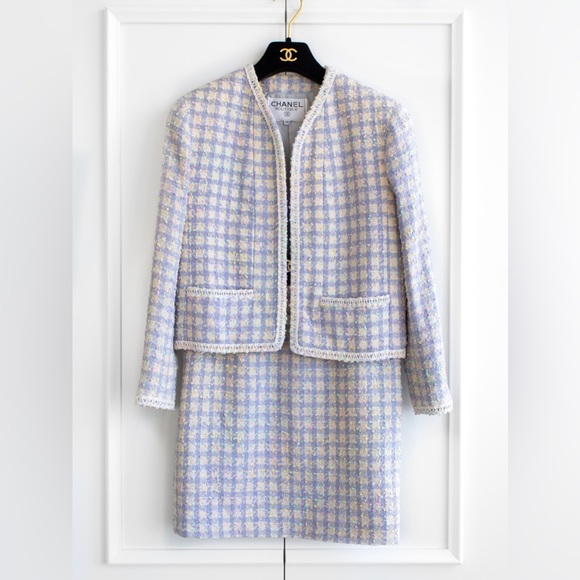 Chanel Vintage S/S 1994 Lilac Lavender Multicolor Runway 94P Jacket Skirt Suit - Picture 4 of 16